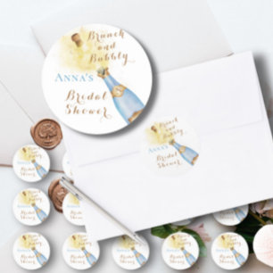 Elegant Brunch and Bubbly Bridal Shower Classic Round Sticker