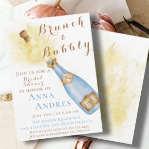 Elegant Brunch and Bubbly Bridal Shower Invitation