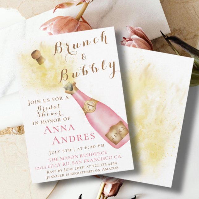 Elegant Brunch and Bubbly Bridal Shower Invitation (Creator Uploaded)