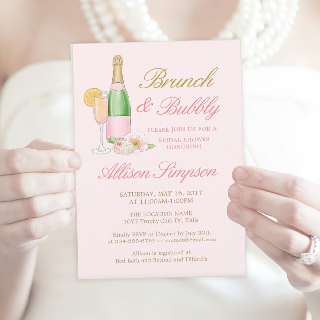 Elegant Brunch and Bubbly Bridal Shower Invitation (Creator Uploaded)