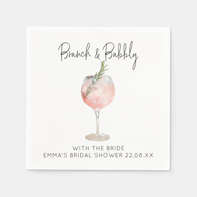 Elegant Brunch and Bubbly Bridal Shower Napkin (Front)