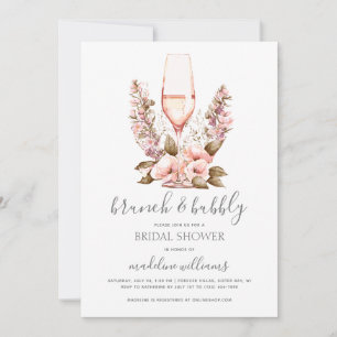 Elegant Brunch and Bubbly Champagne Bridal Shower Invitation