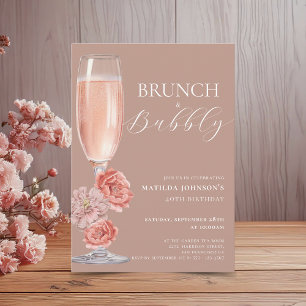 Elegant Brunch & Bubbly 40th Birthday Invitation