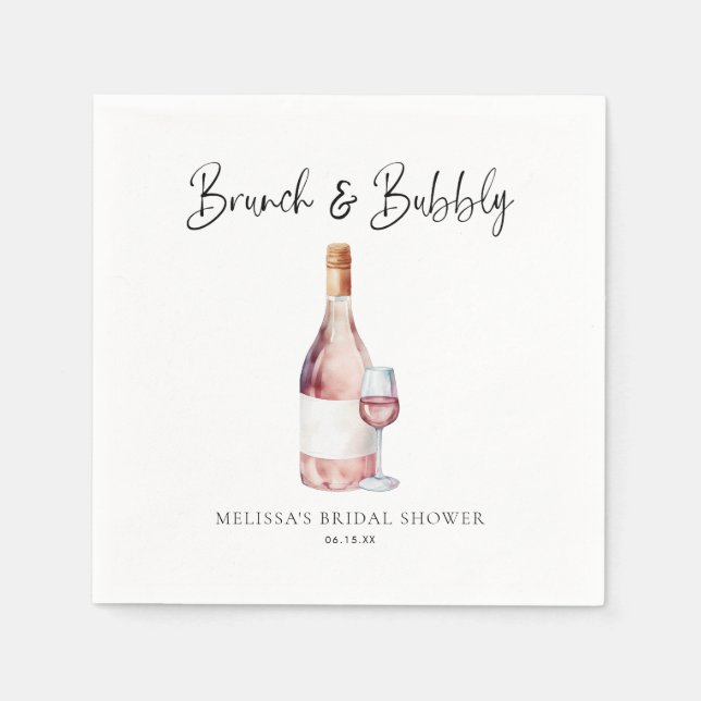 Elegant Brunch & Bubbly Bridal Shower Napkin (Front)