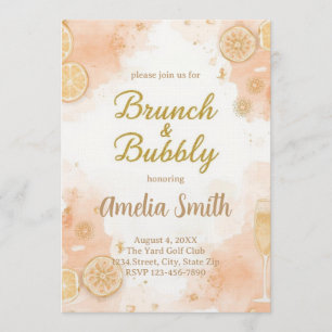 Elegant Brunch & Bubbly Invitation – Peach