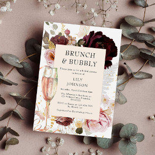 Elegant Brunch & Bubbly Pink Bridal Shower Invitation