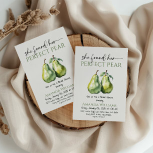 Elegant Brunch Greenery Perfect Pear Bridal Shower Invitation