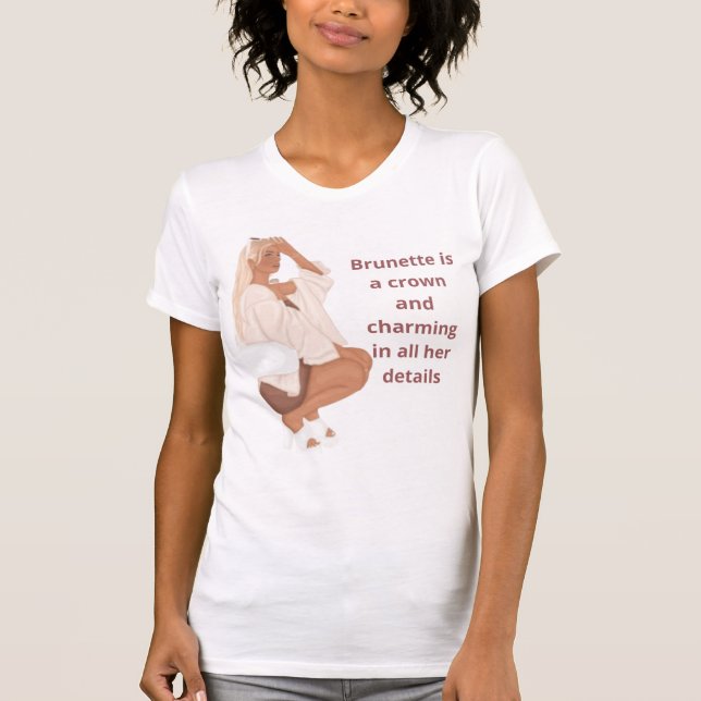 Elegant Brunette Aesthetic – Chic Fashion Illustra T-Shirt (Front)