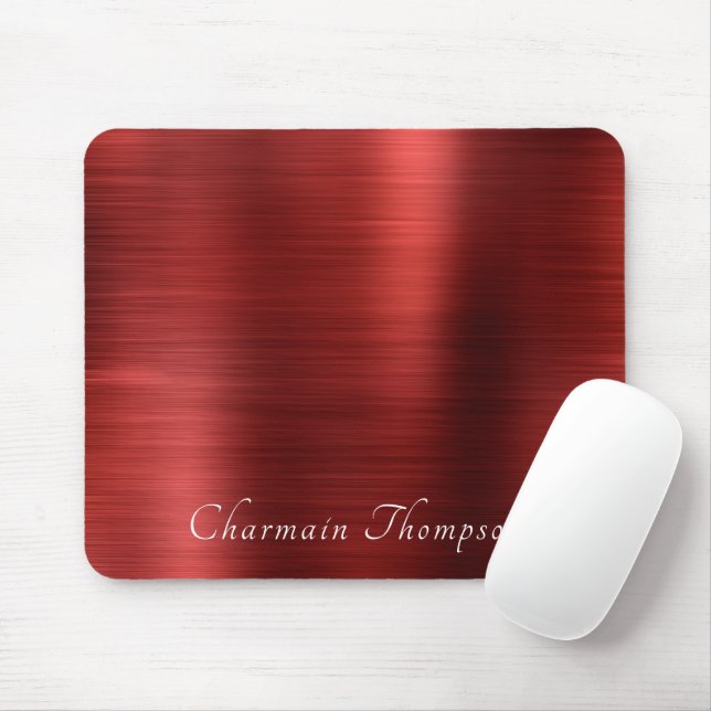 Elegant Brush Metallic Ruby Red  Mouse Pad (With Mouse)