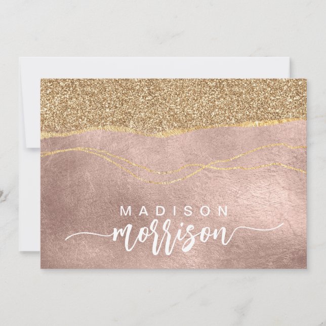 Elegant Brush Script Name Rose Gold Foil Card (Front)