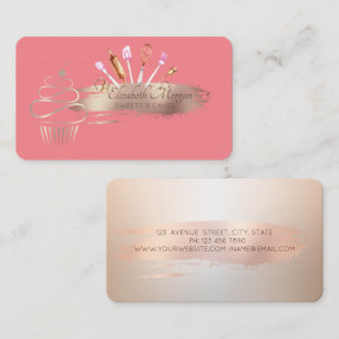 Elegant Brush Stroke,Cupcake, Sweets Bakery Tools Business Card