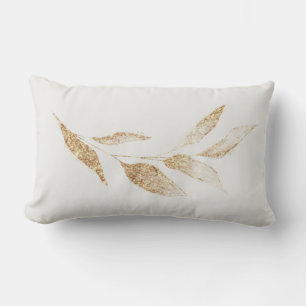 Elegant Brushed Gold Leaf Botanical Throw Pillow