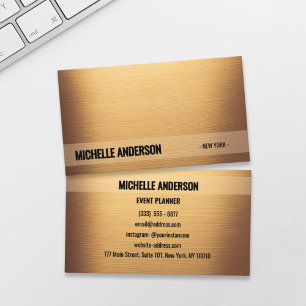 Elegant Brushed Gold Minimalist Business Card