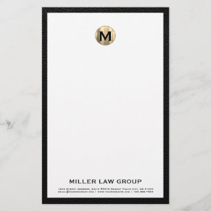 Elegant Brushed Gold Monogram Initial Logo Stationery