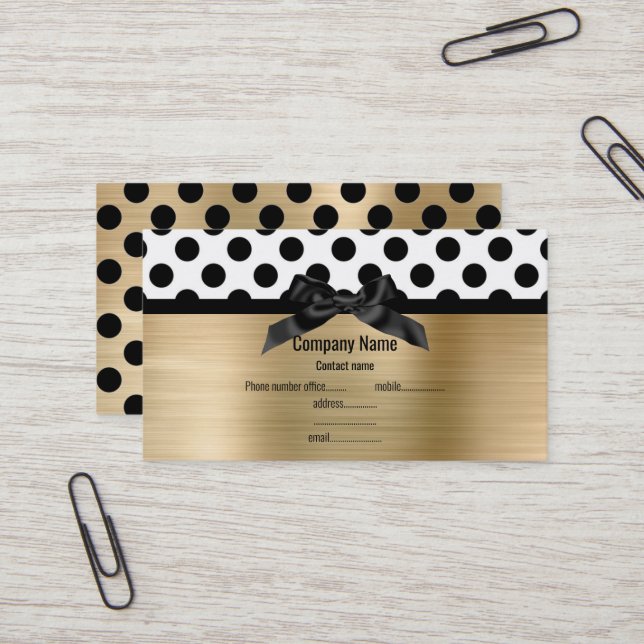 ELEGANT BRUSHED GOLD POLKA DOT SPOT BUSINESS CARD (Front/Back In Situ)