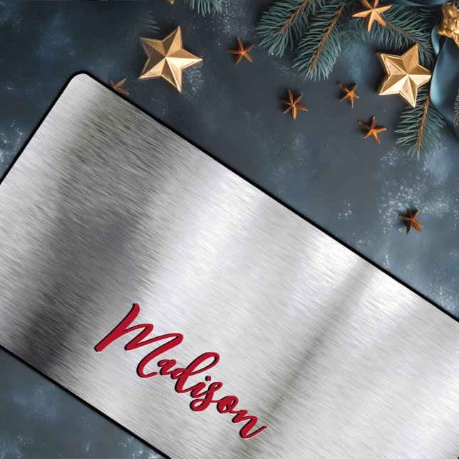 Elegant brushed metal digital 3D Monogram Desk Mat (Creator Uploaded)