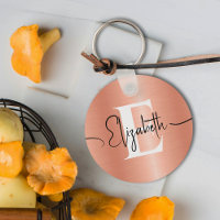 Elegant Brushed Peach Fuzz Metal Girly Monogrammed