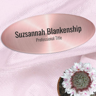 Elegant Brushed Pink Metal Custom Professional Name Tag