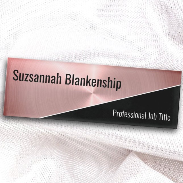Elegant Brushed Pink Metal Diagonal Professional  Name Tag (Creator Uploaded)