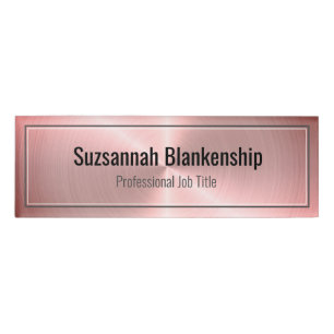 Elegant Brushed Pink Metal Professional Name Tag
