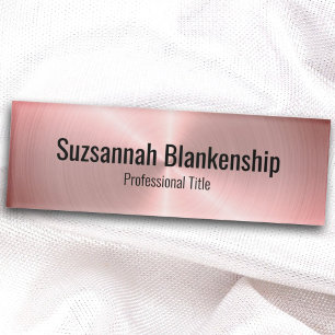 Elegant Brushed Pink Metal Professional  Name Tag