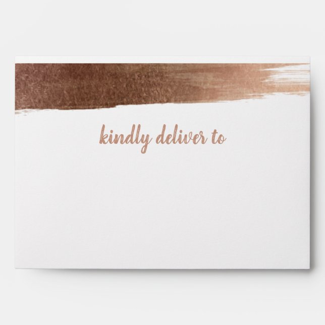 Elegant Brushed Rose Gold Simple Modern Wedding Envelope (Front)