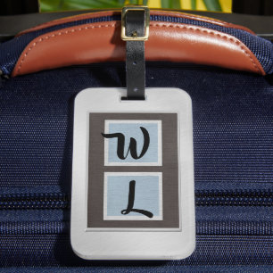 Elegant Brushed-Steel Linen Look Luggage Tag
