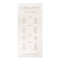 Elegant Brushed White Marble Salon Price List Menu