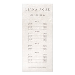 Elegant Brushed White Marble Salon Price List Menu