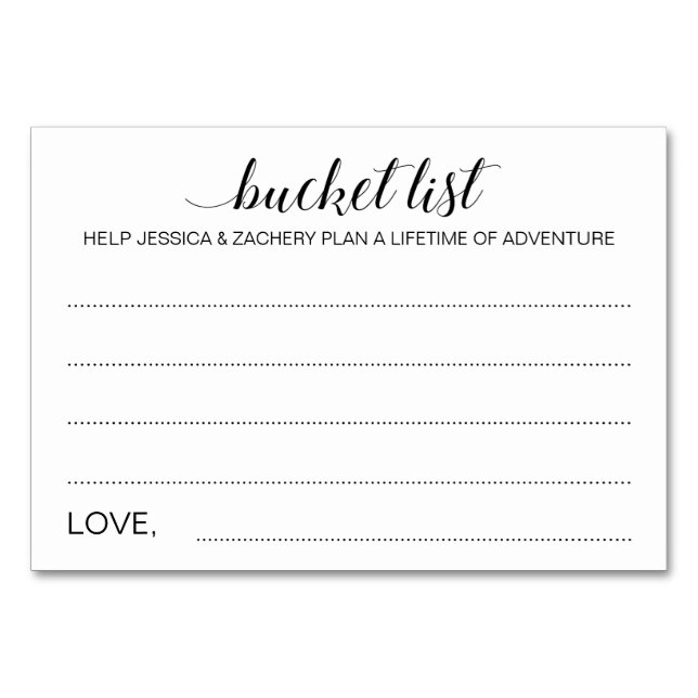 Elegant Bucket List Idea Wedding Cards (Front)