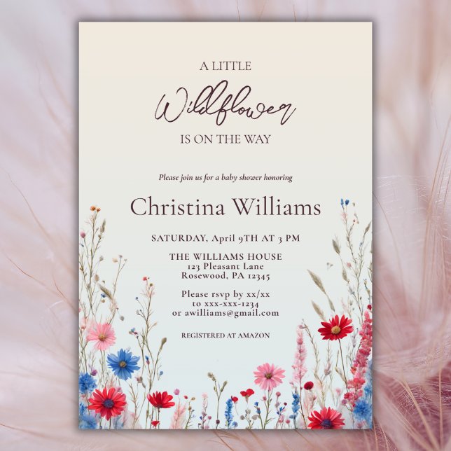 Elegant Budget Boho Spring Wildflower Baby Shower Invitation (Creator Uploaded)
