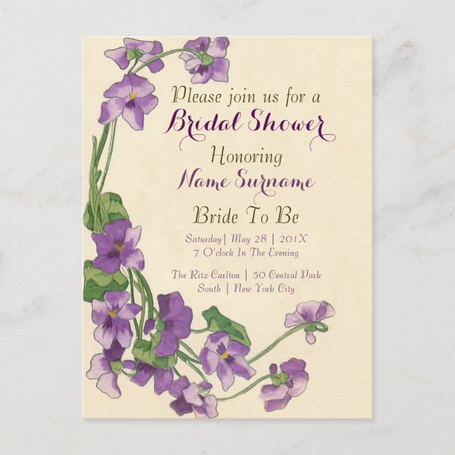 Elegant budget bridal shower invitation postcard (Front)