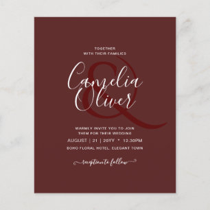 Elegant BUDGET Burgundy Monochrome Wedding Simple  Flyer