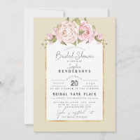 Elegant Budget Floral Dusty Rose Foil BridalShower