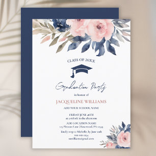 Elegant Budget Floral Graduation Party Invitation Postcard