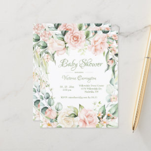 Elegant Budget Floral Watercolor Baby Invitation