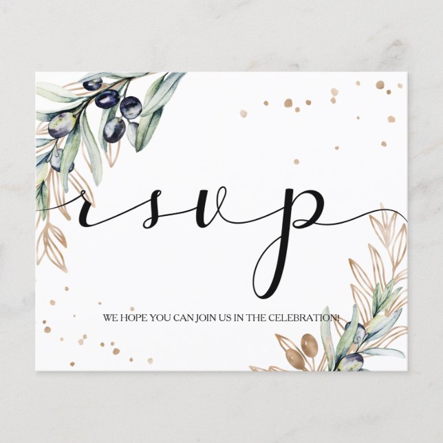 Elegant/Budget/Olive RSVP card. Flyer (Front)
