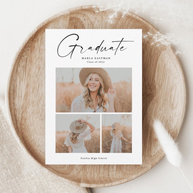 Elegant Budget Photo Collage Graduation Invitation (Creator Uploaded)