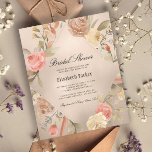 Elegant BUDGET rose gold bridal shower invitation