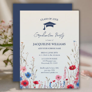 Elegant Budget Spring Wildflower Graduation Invitation Postcard
