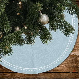 Elegant Bue Floral Pattern Dotted Border Brushed Polyester Tree Skirt