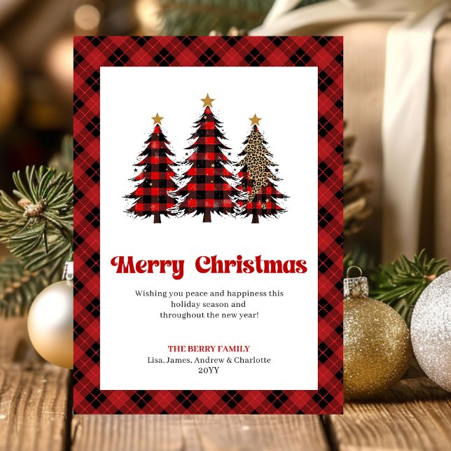 Elegant Buffalo Check Christmas Trees Card (Elegant Buffalo Check Christmas Tree Card)