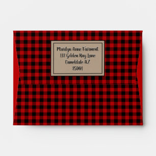 Elegant Buffalo Plaid Kraft Paper Red 4x6" Envelope
