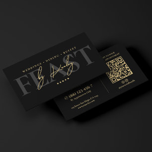 Elegant Buffet Caterer Catering Company Black Business Card
