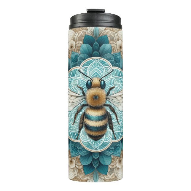 Elegant Bumble Bee Mandala  Thermal Tumbler (Front)