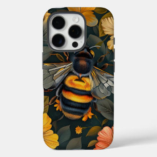 Elegant Bumblebee and Floral Design iPhone Case" 16 Pro Case