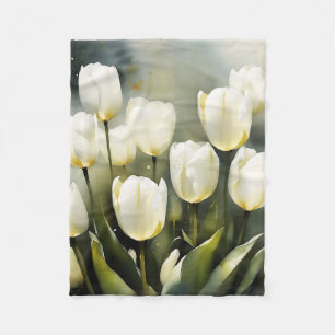 Elegant bunch of White Tulips  in a Serene Garden  Fleece Blanket