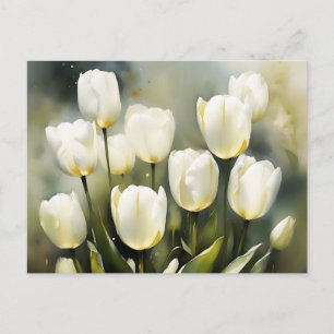 Elegant bunch of White Tulips  in a Serene Garden  Postcard