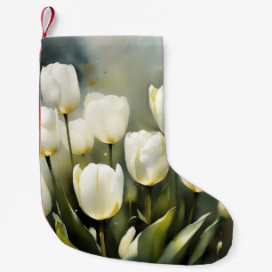 Elegant bunch of White Tulips in a Serene Garden Small Christmas Stocking