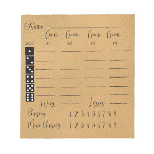 Elegant bunco score pad
